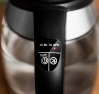 TZS First Austria Edelstahl Glaswasserkocher 1,8L, 2200W, Temperatureinstellung 40 Grad, Wasserkocher, Farbwechsel, LED Beleuchtung-Farbe je nach Temperaturwahl, schwarz