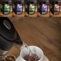 TZS First Austria Edelstahl Glaswasserkocher 1,8L, 2200W, Temperatureinstellung 40 Grad, Wasserkocher, Farbwechsel, LED Beleuchtung-Farbe je nach Temperaturwahl, schwarz