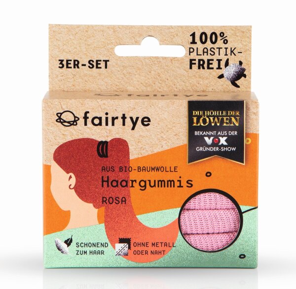 fairtye Haargummi 3er-Set unisize, rosa A-Ware
