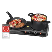 TZS First Austria Infrarot Kochplatte einzeln, elektrisch, Glaskeramik Kochplatte mit Infrarot-W&auml;rme, 1200W, stufenloser  Temperaturregelung, mobile Kochplatte, 17,5 cm, schwarz