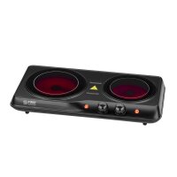TZS First Austria Infrarot Kochplatte einzeln, elektrisch, Glaskeramik Kochplatte mit Infrarot-W&auml;rme, 1200W, stufenloser  Temperaturregelung, mobile Kochplatte, 17,5 cm, schwarz
