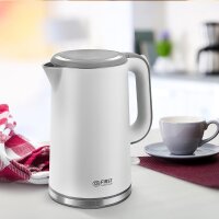 TZS First Austria Edelstahl Wasserkocher, 1,7 L, 2200 W, 360 Grad Abstellwinkel, integrierter Kalkfilter, Trockenkochschutz, Abschaltautomatik, kabellos