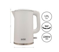 TZS First Austria Edelstahl Wasserkocher, 1,7 L, 2200 W, 360 Grad Abstellwinkel, integrierter Kalkfilter, Trockenkochschutz, Abschaltautomatik, kabellos