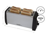 TZS First Austria Doppel Toaster, verchromtes Geh&auml;use, 6 Stufen inkl. Abbruchtaste