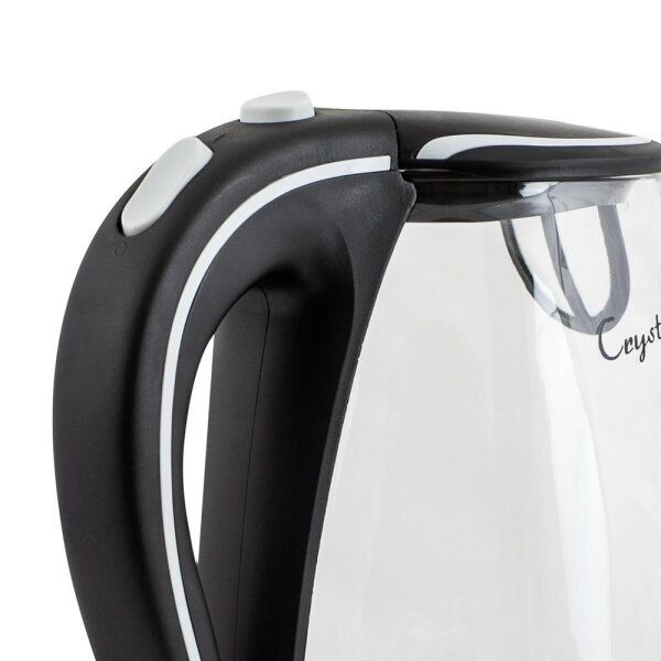 TZS First Austria -1,7 Liter Glaswasserkocher mit Kalkfilter, blaue LED Beleuchtung innen, Wasserkocher Glas, BPA frei, &Uuml;berhitzungsschutz, 2200 Watt kabellos, automatische Deckel&ouml;ffnung, schwarz