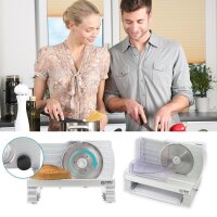 TZS First Austria Allesschneider, elektrischer K&uuml;chenhelfer, Zubereitung von Aufschnitt, praktische Schneidemaschine f&uuml;r gleichgro&szlig;e Scheiben, in Aluminium, 120 W