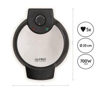 TZS First Austria Waffeleisen 700 W, Herzwaffeleisen, Antihaftbeschichtung, &Atilde;&oelig;berlaufschutz, Schwarz Edelstahl