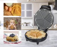 TZS First Austria Waffeleisen 700 W, Herzwaffeleisen, Antihaftbeschichtung, &Atilde;&oelig;berlaufschutz, Schwarz Edelstahl