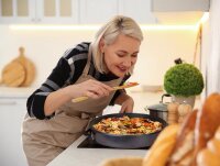 TZS First Austria Elektrische Pizzapfanne 42 cm, Runder Pizzaofen 1500 W, Antihaft-Heizplatte mit Metallfenster-Deckel f&uuml;r Hamburger, Omelette, Pizza, Braten