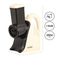 TZS First Austria Raspel, elektrischer Gem&uuml;sehobel, mit 4 Trommel-Eins&auml;tzen aus Edelstahl, praktischer Gem&uuml;seschneider, K&uuml;chenmaschine, in Wei&szlig;/Schwarz, 200 W