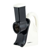 TZS First Austria Raspel, elektrischer Gem&uuml;sehobel, mit 4 Trommel-Eins&auml;tzen aus Edelstahl, praktischer Gem&uuml;seschneider, K&uuml;chenmaschine, in Wei&szlig;/Schwarz, 200 W