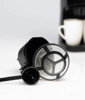 TZS First Austria Kaffeemaschine 350 Watt, 1- Tassen Kaffeeautomat, 0,125 L Wassertank, inkl. 1 wei&szlig;er Keramikbecher, Messl&ouml;ffel, automatische Abschaltung, abnehmbarer Dauer-Nylonfilter, schwarz