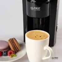 TZS First Austria Kaffeemaschine 350 Watt, 1- Tassen Kaffeeautomat, 0,125 L Wassertank, inkl. 1 wei&szlig;er Keramikbecher, Messl&ouml;ffel, automatische Abschaltung, abnehmbarer Dauer-Nylonfilter, schwarz