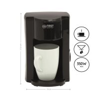 TZS First Austria Kaffeemaschine 350 Watt, 1- Tassen Kaffeeautomat, 0,125 L Wassertank, inkl. 1 wei&szlig;er Keramikbecher, Messl&ouml;ffel, automatische Abschaltung, abnehmbarer Dauer-Nylonfilter, schwarz