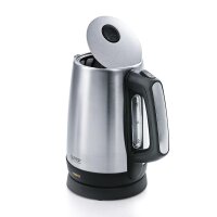 TZS First Austria Edelstahl Wasserkocher, 1,7 L, in Schwarz/Edelstahl, 2200 W, 360 Grad Abstellwinkel, integrierter Kalkfilter, Trockenkochschutz, Abschaltautomatik