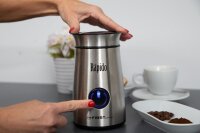 TZS First Austria Kaffeem&uuml;hle elektrisch, kompakter Zerkleinerer, mit 2 pr&auml;zisen Klingen aus Edelstahl, leicht bedienbarer Schaltknopf, in Silber, 150 W