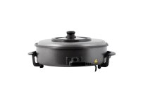 TZS First Austria Elektrische Pizzapfanne 32 cm, Runder Pizzaofen 1500 W, Antihaft-Heizplatte mit Glasdeckel f&uuml;r Hamburger, Omelette, Pizza, Braten