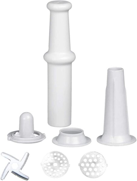 TZS First Austria elektrischer Fleischwolf, 2 Edelstahlschneidscheiben, 1 Wursttrichter, 1 Hobel, 1 Tomatenpresse, wei&szlig;, 1000 W