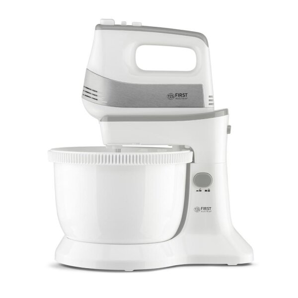 TZS First Austria Handmixer mit 3,5L Kunststoffsch&uuml;ssel mit Automatikantrieb, 500W, 5 Geschwindigkeiten, Turbofunktion, inkl. Knethaken und R&uuml;hrbesen