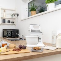 TZS First Austria Handmixer mit 3,5L Kunststoffsch&uuml;ssel mit Automatikantrieb, 500W, 5 Geschwindigkeiten, Turbofunktion, inkl. Knethaken und R&uuml;hrbesen