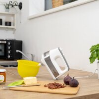 TZS First Austria Handmixer mit 3,5L Kunststoffsch&uuml;ssel mit Automatikantrieb, 500W, 5 Geschwindigkeiten, Turbofunktion, inkl. Knethaken und R&uuml;hrbesen