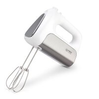 TZS First Austria Handmixer, 500 W, elektrischer leistungsstarker Handr&uuml;hrer, stufenlose Geschwindigkeitsstufen mit Soft-Start, Turbo- und Auswurffunktion, inkl. R&uuml;hrbesen & Knethaken, wei&szlig;/Edelstahl