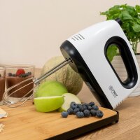 TZS First Austria Handmixer, 300 W, elektrischer leistungsstarker Handr&uuml;hrer, 5 Geschwindigkeitsstufen, Turbo- und Auswurffunktion, inkl. R&uuml;hrbesen & Knethaken, wei&szlig;/schwarz