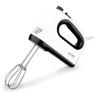 TZS First Austria Handmixer, 300 W, elektrischer leistungsstarker Handr&uuml;hrer, 5 Geschwindigkeitsstufen, Turbo- und Auswurffunktion, inkl. R&uuml;hrbesen & Knethaken, wei&szlig;/schwarz