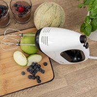 TZS First Austria Handmixer, 300 W, elektrischer leistungsstarker Handr&uuml;hrer, 5 Geschwindigkeitsstufen, Turbo- und Auswurffunktion, inkl. R&uuml;hrbesen & Knethaken, wei&szlig;/schwarz