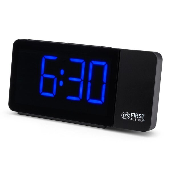 TZS First Austria Radio-Wecker  | FM-Radio-Wecker mit klarem Sound | DC-Betrieb und Stromversorgung &uuml;ber USB-Kabel | Uhrzeitprojektion | Snooze-Funktion | Sleep-Timer