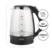 TZS First Austria Glas Wasserkocher 1,7 L, Kalkfilter,...