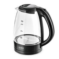 TZS First Austria Glas Wasserkocher 1,7 L, Kalkfilter, 2200 Watt, LED-Innenbeleuchtung, kabellos, Trockenkochschutz, 360 &deg; Grad Anschluss-Sockel