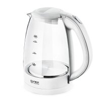 TZS First Austria Glas Wasserkocher 1,7 L, Kalkfilter, 2200 Watt, LED-Innenbeleuchtung, kabellos, Trockenkochschutz, 360 &deg; Grad Anschluss-Sockel