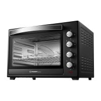 TZS First Austria Minibackofen -  60L 2000 Watt Mini Backofen mit Innenbeleuchtung | Umluft-Funktion | Drehspie&szlig; |Rotisserie| Mini Pizza-ofen | herausnehmbares Kr&uuml;melblech