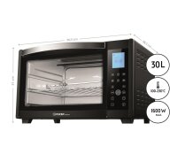 TZS First Austria Elektrischer Minibackofen, 1600 Watt, Digitalanzeige, kompakter Elektroofen f&uuml;r den Tischgebrauch, zum Backen & Grillen, mit digitalem Bedienfeld, inkl. Drehspie&szlig;, in Schwarz