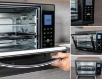 TZS First Austria Elektrischer Minibackofen, 1600 Watt, Digitalanzeige, kompakter Elektroofen f&uuml;r den Tischgebrauch, zum Backen & Grillen, mit digitalem Bedienfeld, inkl. Drehspie&szlig;, in Schwarz