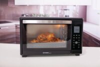 TZS First Austria Elektrischer Minibackofen, 1600 Watt, Digitalanzeige, kompakter Elektroofen f&uuml;r den Tischgebrauch, zum Backen & Grillen, mit digitalem Bedienfeld, inkl. Drehspie&szlig;, in Schwarz