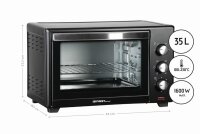 TZS First Austria - 35 Liter, 1600 Watt Minibackofen mit Innenbeleuchtung und Umluft Mini Pizza-Ofen, Doppelglast&uuml;r, Timer | Mini Backofen | Pizzaofen | herausnehmbares Kr&uuml;melblech Garraumbeleuchtung