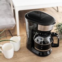 TZS First Austria Filterkaffeemaschine mit Dauerfilter 12 Tassen Kaffeemaschine mit Warmhalteplatte | schwarz | Filtermaschine mit Glaskanne | Permanentfilter | Tropfstopp