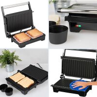 TZS First Austria Tischgriller, Elektrogrill f&uuml;r den Tischgebrauch, 700W / 1200W, Grillplatte f&uuml;r Fleisch & Gem&uuml;se, Kontaktgrill mit Antihaftbeschichtung