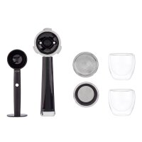 TZS First Austria Espresso Siebtr&auml;germaschine elektrisch, mit professionellem Milchsch&auml;umer, tauglich f&uuml;r Pads, 1L Wassertank, inkl. 2 doppelwandige Glasbecher, Silber