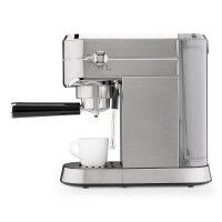 TZS First Austria Espresso Siebtr&auml;germaschine elektrisch, mit professionellem Milchsch&auml;umer, tauglich f&uuml;r Pads, 1L Wassertank, inkl. 2 doppelwandige Glasbecher, Silber