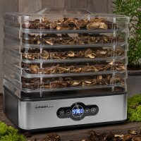 TZS First Austria Edelstahl D&ouml;rrger&auml;t, D&ouml;rrautomat, digital mit Timer und Temperaturregler, 5 Etagen, BPA Frei, D&ouml;rrautomat D&ouml;rrger&auml;t eckig Obst-trockner D&ouml;rrapparat mit Zeitschaltuhr