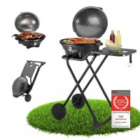 TZS First Austria 2in1 Elektrogrill, 2400 W Standgrill & Tischgrill, mit Deckel und Ablagefl&auml;che, in 3min hei&szlig;, Elektro Outdoor Grill mit Haube und klappbarem Standfu&szlig;
