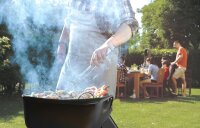 TZS First Austria Standgrill mit Deckel, elektrisch oder mit Holzkohle grillen, 2-in-1 Funktion, 2000W, Kugelgrill in 3 min hei&szlig; mit regelbarem Thermostat, Emaillegrillrost