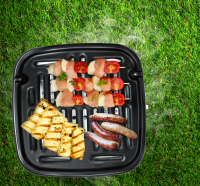 TZS First Austria Standgrill mit Deckel, elektrisch oder mit Holzkohle grillen, 2-in-1 Funktion, 2000W, Kugelgrill in 3 min hei&szlig; mit regelbarem Thermostat, Emaillegrillrost