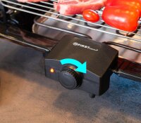 TZS First Austria Standgriller, 2000 Watt Elektrogrill mit Temperaturregler und W&auml;rmereflektor Gartengrill mit Standf&uuml;&szlig;en Grillfl&auml;che: 45cm x 22cm Inklusive Windfang Barbecue Elektrisch BBQ Tischgrill