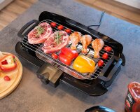 TZS First Austria Standgriller, 2000 Watt Elektrogrill mit Temperaturregler und W&auml;rmereflektor Gartengrill mit Standf&uuml;&szlig;en Grillfl&auml;che: 45cm x 22cm Inklusive Windfang Barbecue Elektrisch BBQ Tischgrill