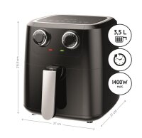 TZS First Austria Hei&szlig;luftfritteuse mit 3,5 L Antihaft-Edelstahlkorb, Airfryer,1400W, 30-Minuten-Timer, schwarz, f&uuml;r Pommes frites, Frittiertes, H&auml;hnchen