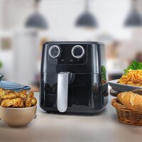 TZS First Austria Hei&szlig;luftfritteuse mit 3,5 L Antihaft-Edelstahlkorb, Airfryer,1400W, 30-Minuten-Timer, schwarz, f&uuml;r Pommes frites, Frittiertes, H&auml;hnchen